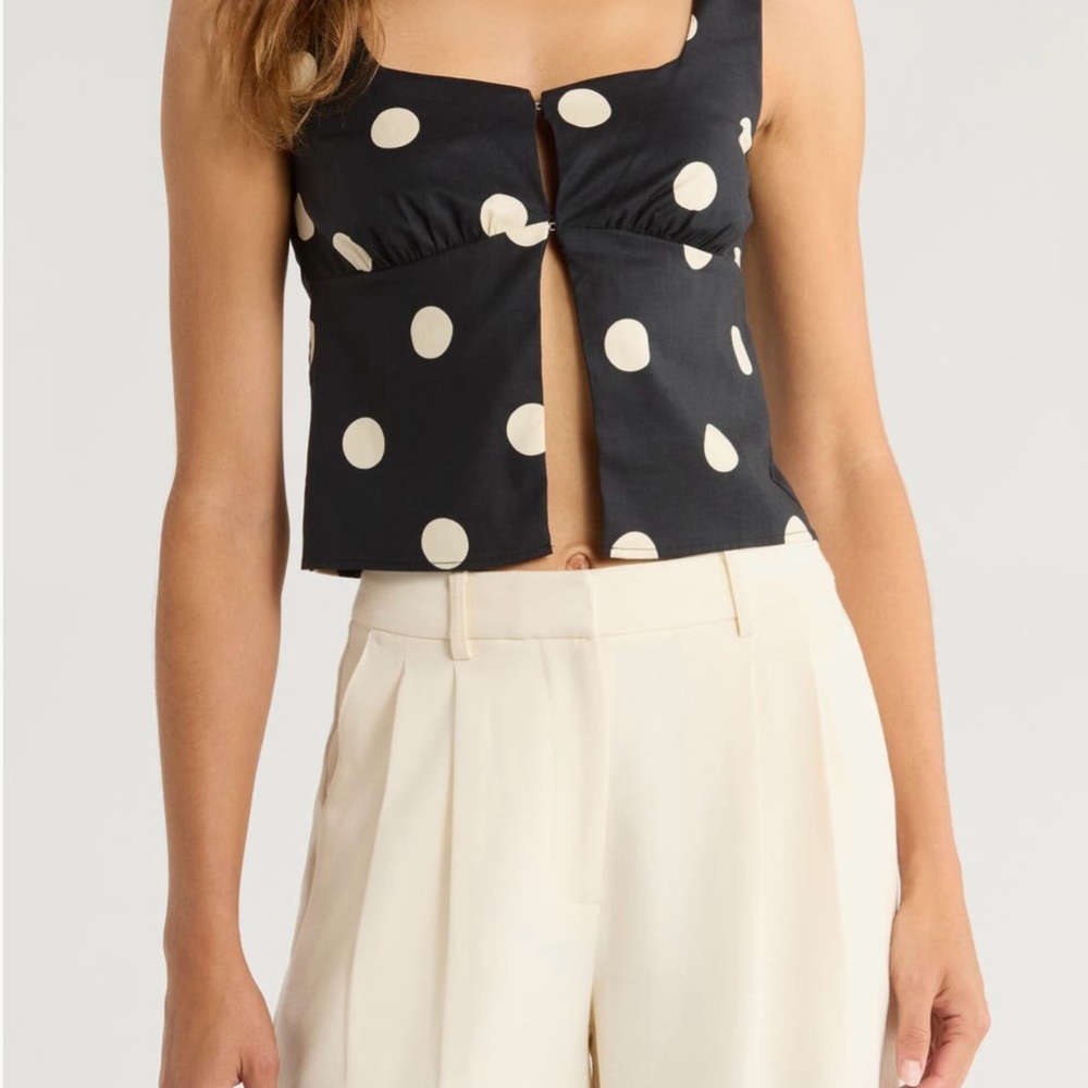 Reformation Jianna Tank - Black and White Polka Dot Crop Top NWT